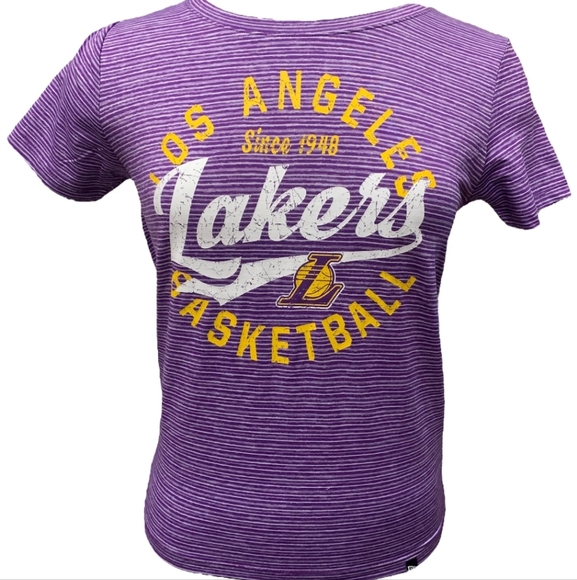 NWT LOS ANGELES LAKERS WOMEN'S DISTRESSED LINE TEE Size Small - Picture 2 of 11